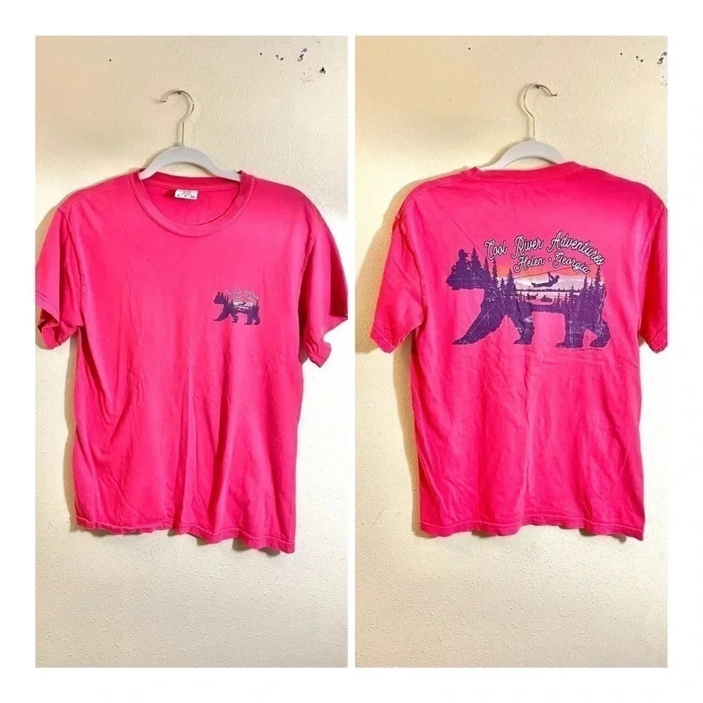Comfort Colors Size S Coral Red Orange T-Shirt Cool River Adventure Helen GA
